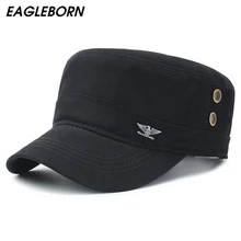 EAGLEBORN лето осень Военная Кепка для мужчин и женщин промытый хлопок плоский верх армейская Кепка с воздушным отверстием регулируемая