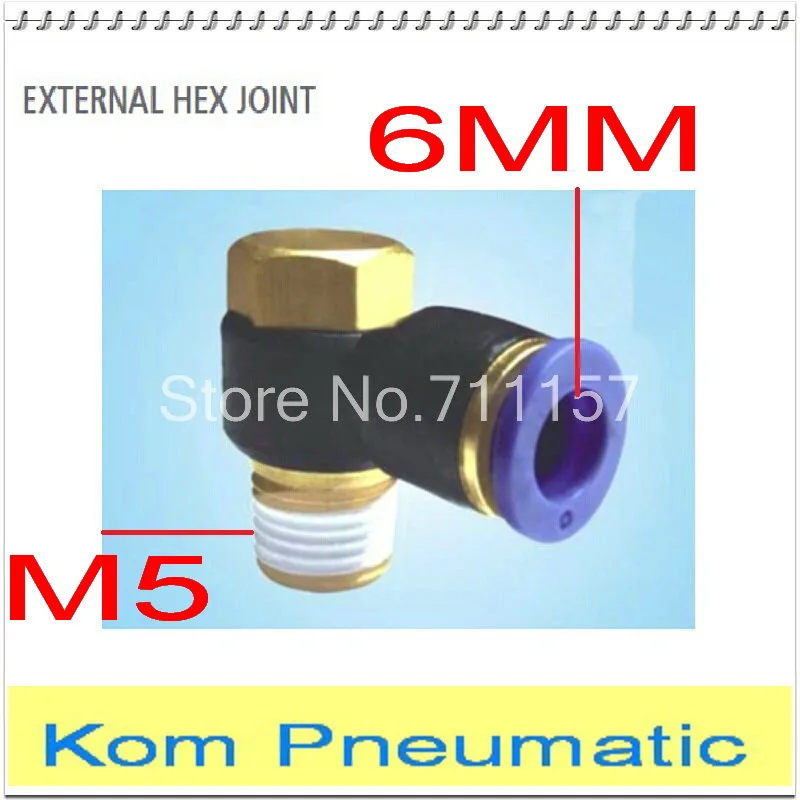 5pc 6mm Pneumatic Elbow Connector Push In Fittings for Air Water Vacuum Hose 