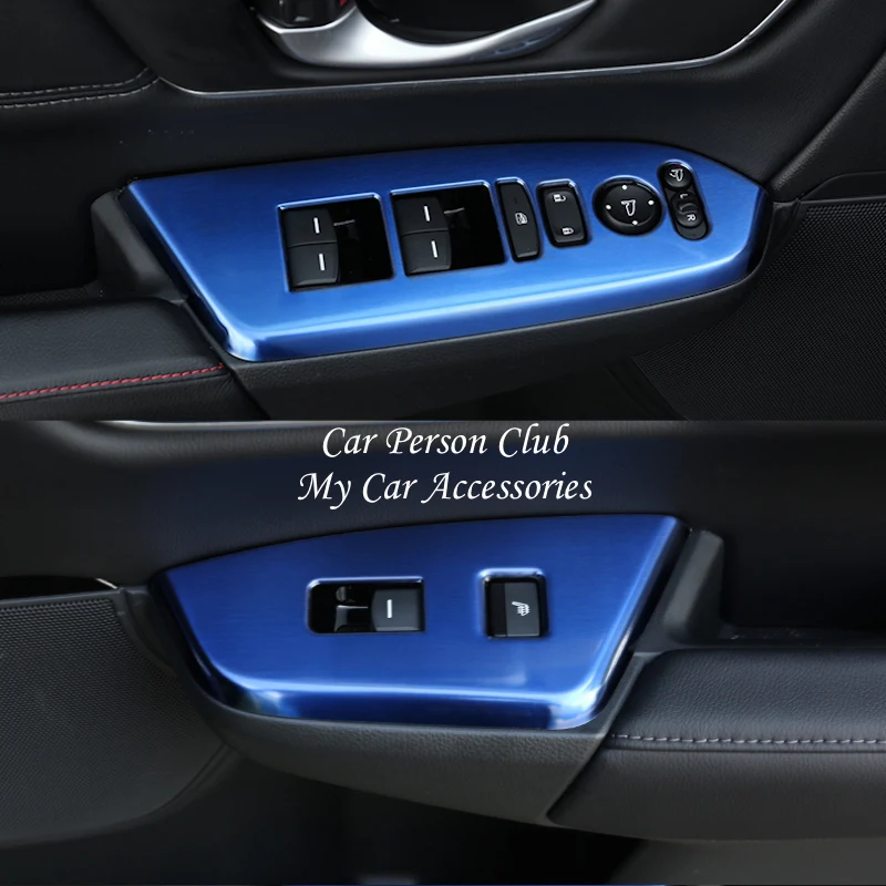 Interior Door Window Lift Switch Armrest Panel three Color Stainless Steel trims 4pcs For Honda CRV 5TH LHD 2017 2018 2019 2020 |
