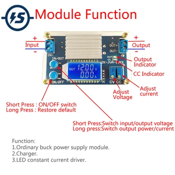

12A Step Down Module Adjustable Buck Power Supply Board With Digital LCD Display Buck Adapter Module Converter DC-DC