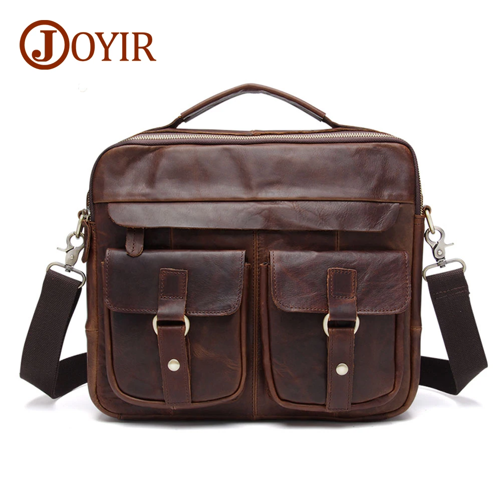 

100% Genuine Leather Men Bags Crazy Horse Leather Handbags Business Laptop Bag Shoulder Bags Tote Briefcase Messenger Bags