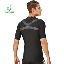 Vansydical Рашгард мужские обтягивающие колготки для фитнеса рубашка Для Бега Спортзала блузка Йога спортивные костюмы футбольные майки мужские футболки