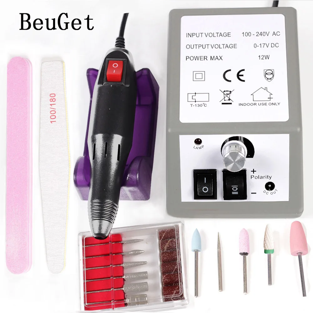 

Professional Electric Nail Drill Machine Manicure kit + Ceramic Bit +Silicone Grinder Stone Art Tool Sanding Pedicure