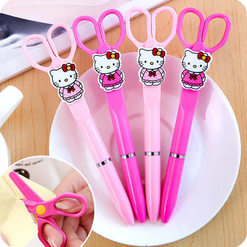 Новинка kawaii hellokitty и маленькие ножницы шариковая ручка Студенческая с синими