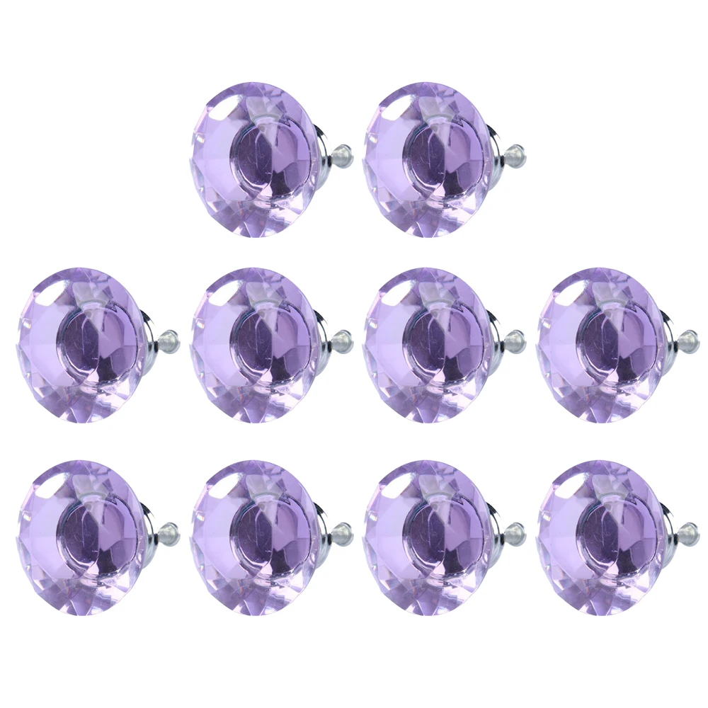 

KSOL 10pcs Diamond Shape Crystal Glass Drawer Pull Handle (Light Purple)