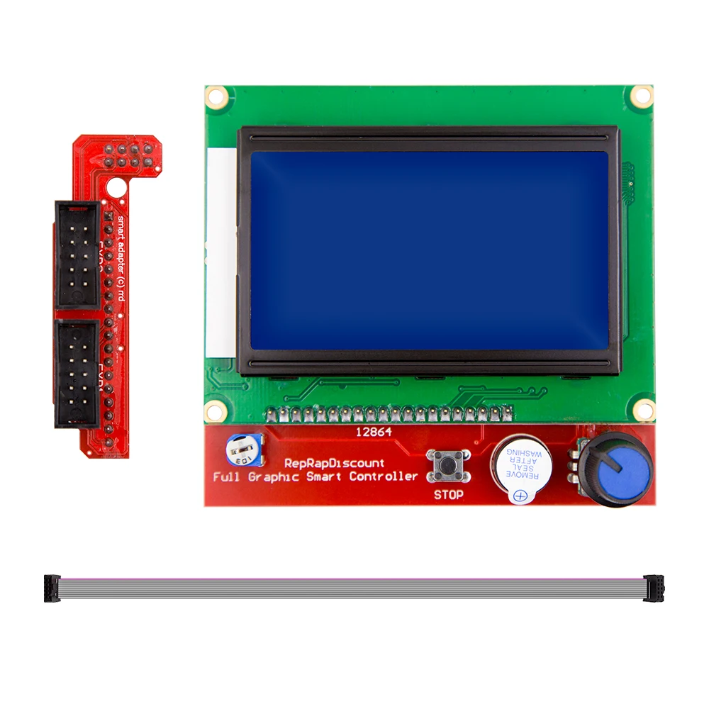 Комплект Reprap Ramps 1,4 с Mega 2560 r3+ HeatBed mk2b+ 12864 ЖК-контроллер+ DRV8825+ механический переключатель+ кабели для 3D-принтера