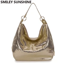 SMILEY SUNSHINE Brand Serpentine women handbag snake ladies big shoulder bag female top-handle hand bags tote new bolsos mujer