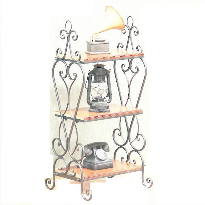 European Ground Iron Book Shelf Rack Shelf Vintage Multilayer Solid Wood Small Coffee Table Books Holder European Ground Iron Book Shelf Rack Shelf Vintage Multilayer Solid Wood Small Coffee Table Books Holder