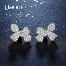 UMODE новые дизайнерские милые серьги-гвоздики с цветами и кристаллами для женщин, модные ювелирные аксессуары, Маленький бант, букле D'Oreille UE0306