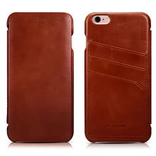 Первоначально iCarer карты держатель Пояса из натуральной кожи чехол для iphone6 6S плюс 5.5 дюйма Винтаж откидная крышка с карт памяти задняя