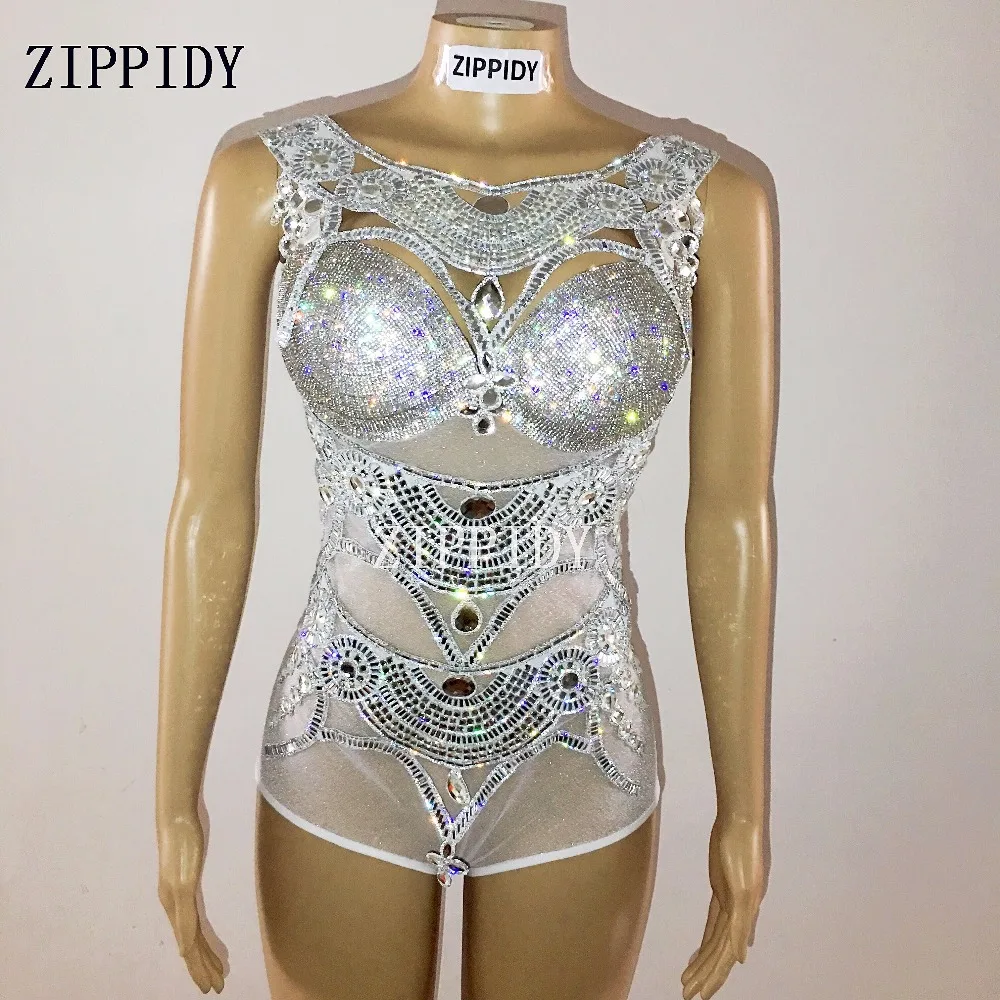 Боди женское с блестящими кристаллами 3 цвета|rhinestone costume|female singerstage wear |