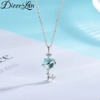 

New Trendy 925 Sterling Silver Key Necklaces Pendants for Women Statement Necklace Christmas Jewelry Collar Mujer