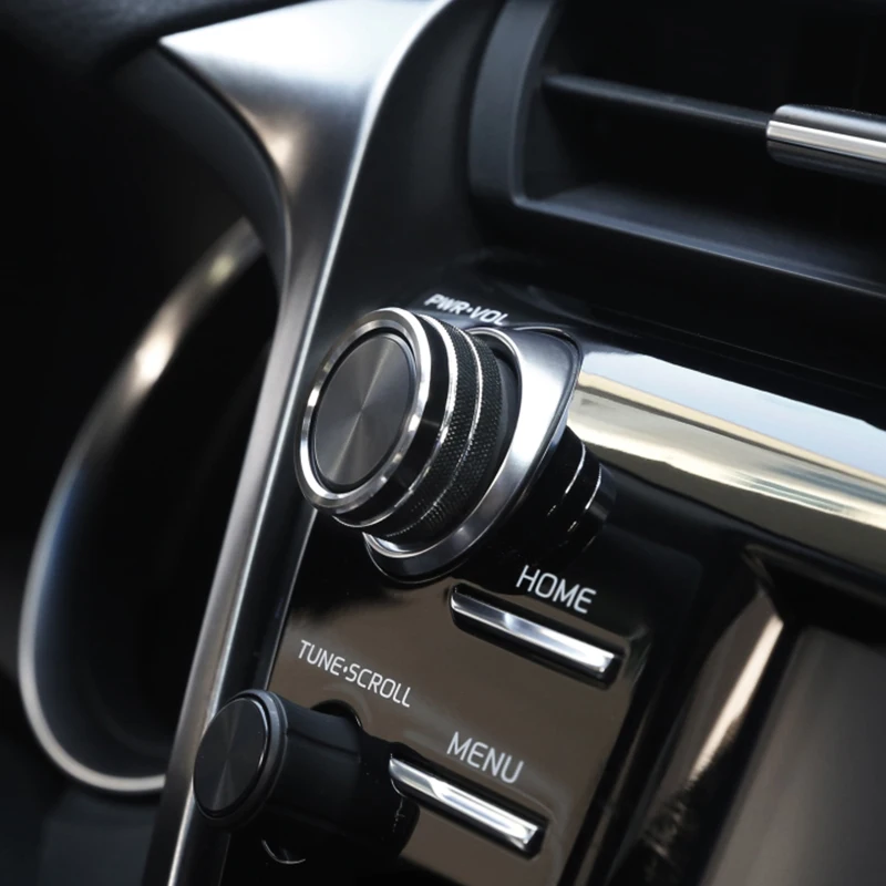 

Aluminum Alloy Black Button Circle Trim Cover Function For Toyota Camry 18 5 Pcs Audio Accessory Kit smooth surface