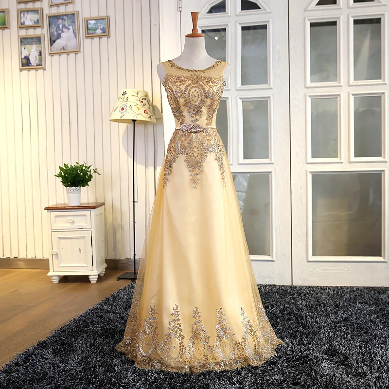 

Sweet Memory Beading Gold Bridesmaid Dress Blue Red Black Golden Bridesmaid Dresses H169
