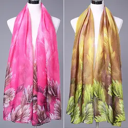 Bluelans Женская мода зима теплый шарф длинный écharpe листья печатных палантин шаль