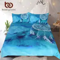 BeddingOutlet Watercolor Dreamcatcher Bedding Set King Blue Bedclothes for Adult Kids Luxury Chinese Style Quilt Cover 3 Pcs