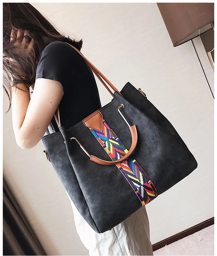 

High Quality 2pcs Women Bag PU Leather Luxury Brand 2018 Fashion Designer Female Shoulder Bags Big Casual Bags Set Handbag