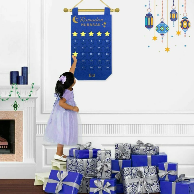 

Eid al-Fitr Sticker Supplies Calendar Gold Star Sticker Wall Hanging Muslim Balram DIY Ramadan Party Decoration
