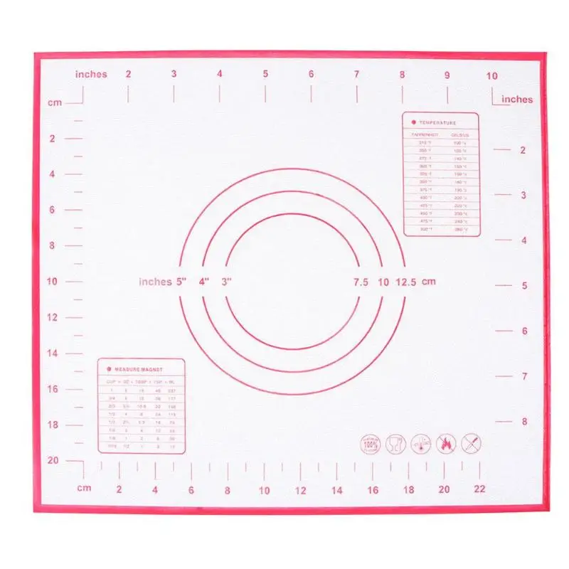 Антипригарный силиконовый коврик для выпечки коврик для замеса теста выпечки рулонной помадка, кондитерские изделия коврик для выпечки Кухонные инструменты Gardets - Цвет: Красный