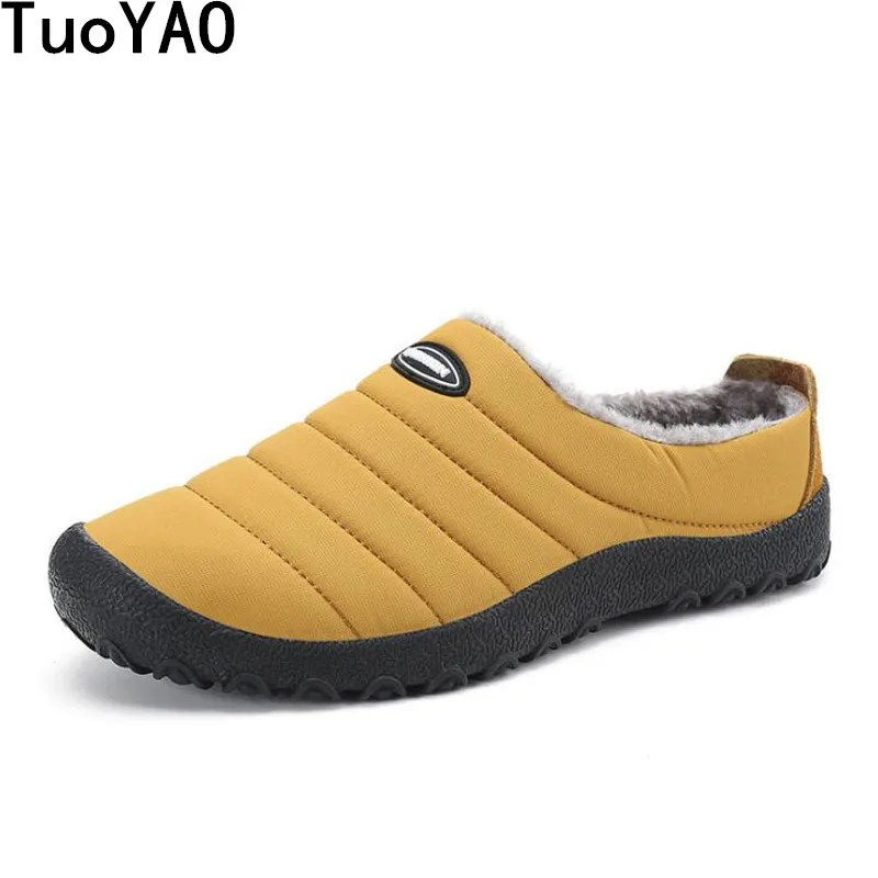 

New Fashion Men Winter Shoes Solid Color Snow Boots Plush Inside Antiskid Bottom Keep Warm Waterproof Flats Boots Size 35 -46
