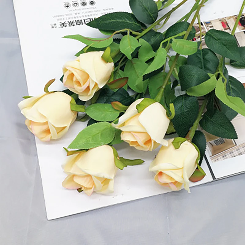 11 шт. романтическая искусственная Роза, для создания своими руками шелковые цветы свежий Флорес для свадебной вечеринки дома праздник декоративные искусственные цветы 62 см - Цвет: Шампанское