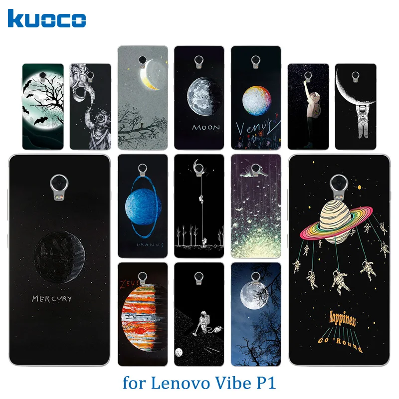 Чехол для телефона Lenovo Vibe P1 из ТПУ с рисунком космическая Луна P 1 Capa Мягкая