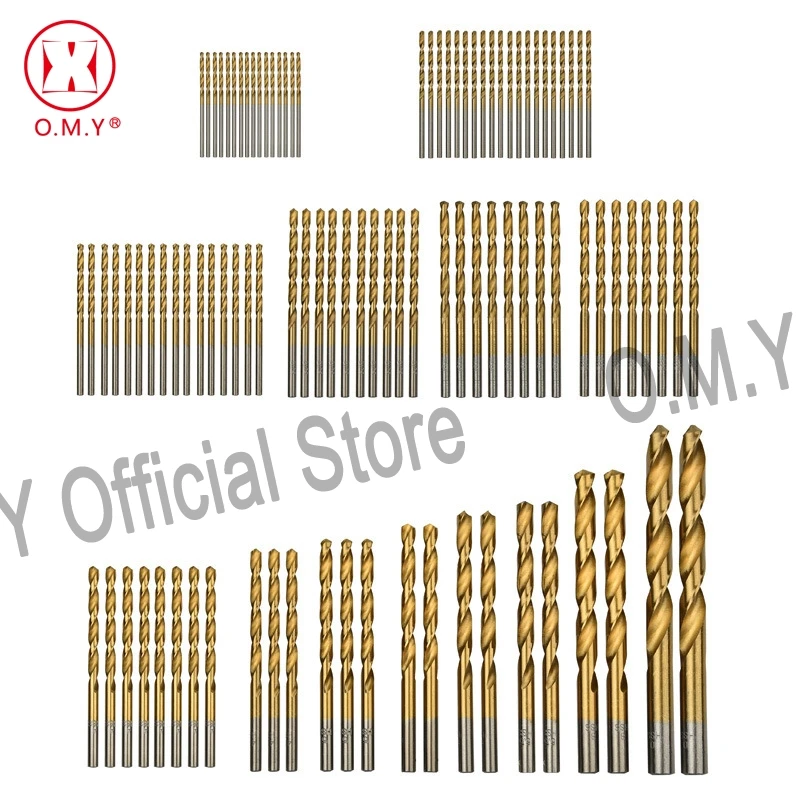 2017 omy 99 шт. 1.5 мм-10 мм Титан покрытием HSS высокое Скорость Сталь Бурильные долото комплект Титан для дерева пластик твист Бурильные долото