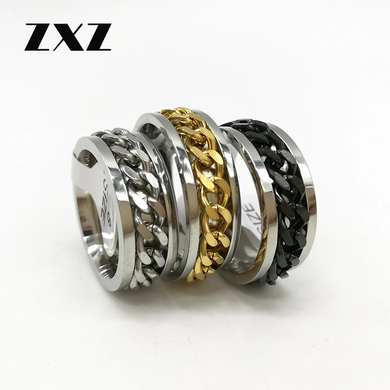 

Finger Fidget Ring Spinner EDC Toy for ADHD Autism Stainless Steel Chain Fidget Ring