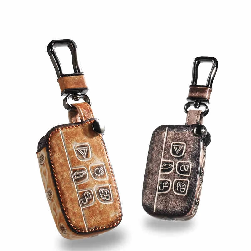 Genuine Leather Car Keychain Key Fob Case Cover for Jaguar XE XJ XJL XF