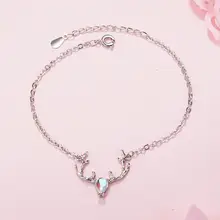 Новые горячие милые лося олень браслеты из лунного камня для женщин 925 стерлингового серебра ювелирные изделия партии девушки браслеты Bileklik SAB3