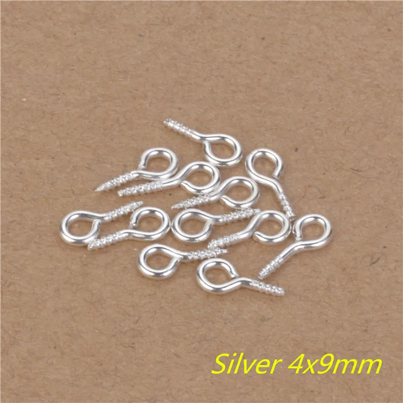 200 pcs صغيرة صغيرة مصغرة العين دبابيس Eyepins خطاف الثقوب المسمار الخيوط الذهب فضة برونز المشابك هوكس النتائج مجوهرات 9 * 4mm