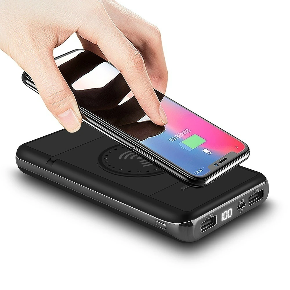 

Fashion Foldable Wireless Charger Fast Charging 20000mAh Wireless Power Bank Dual USB External Battery Portable Stand Phone Char