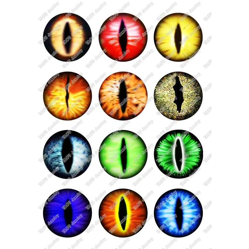 

24pcs/lot Many Sizes Colors for Choice Dragon Eyes Round Glass Cabochon Flatback Photo Cameo Pendant Diy Jewelry Findings T106