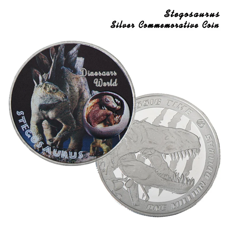 WR Stegosaurus 999 9 Посеребренная Серебряная монета с динозавром мира один миллион