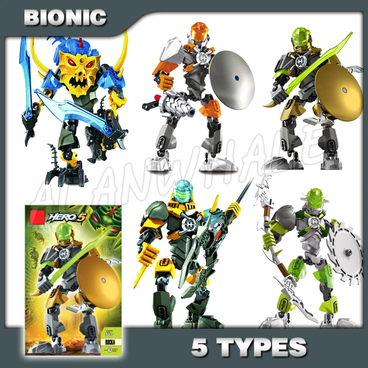 

5Types Hero Factory 5.0 ROCKA BULK BREEZ EVO AQUAGON Brain Attack Robots Model Building Blocks Toys Bricks Compatible With Lego
