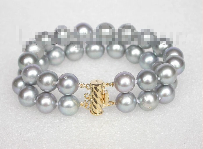

Free shipping >>>>>>Genuine 8" 12mm round Gray Freshwater pearls bracelet 14KGP/20 clasp j8534