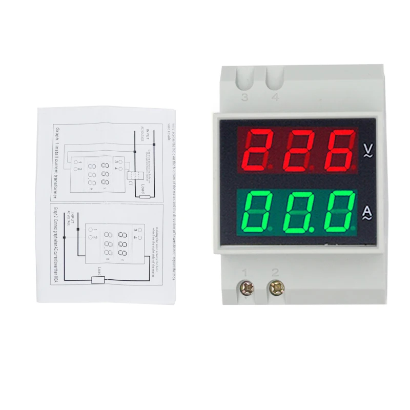 DHL/FedEx 30 шт./лот d52-2042 din-рейку цифровой светодиодный Дисплей AC Напряжение ток вольтметр амперметр AC80-300V скидка 30%