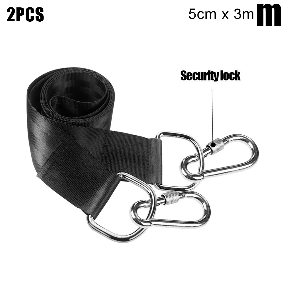 

Tree Swing Hanging Kit Two Tree Straps with Safer Lock Snap Carabiners for Swings Hammocks DX88
