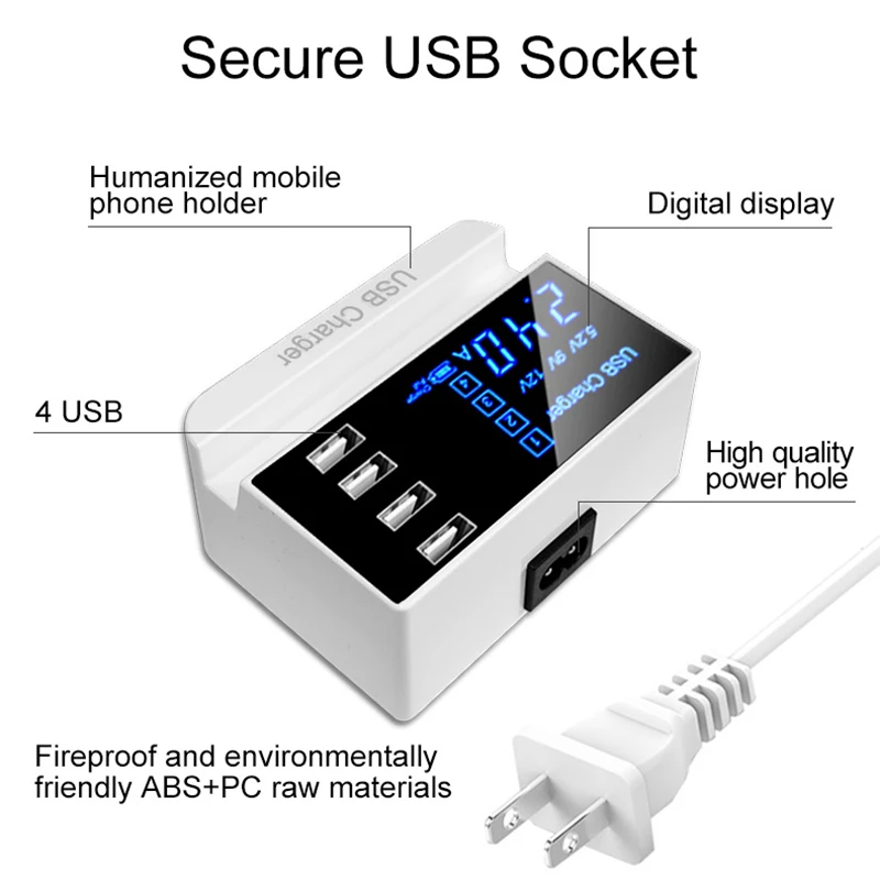 4 ميناء USB متعددة شاحن محور 5 V 4A سطح المكتب USB متعدد المنافذ جدار شاحن للهاتف المحمول كمبيوتر لوحي (تابلت) وهاتف ذكي USB المكونات شاحن الاتحاد الأ...