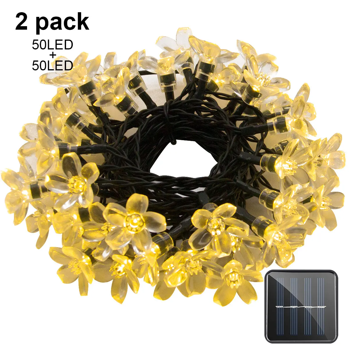 Solar String Lights 21ft 50 LED Fairy Flower Blossom Decorative Light Indoor Garden Patio Party Xmas Tree Decorations 2-PACK Solar String Lights 21ft 50 LED Fairy Flower Blossom Decorative Light Indoor Garden Patio Party Xmas Tree Decorations 2-PACK