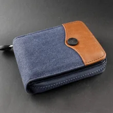 Мужские подростковые студенческие кожаные и холщовые с застежкой-молнией карты/бумажник для денег кошелек практика