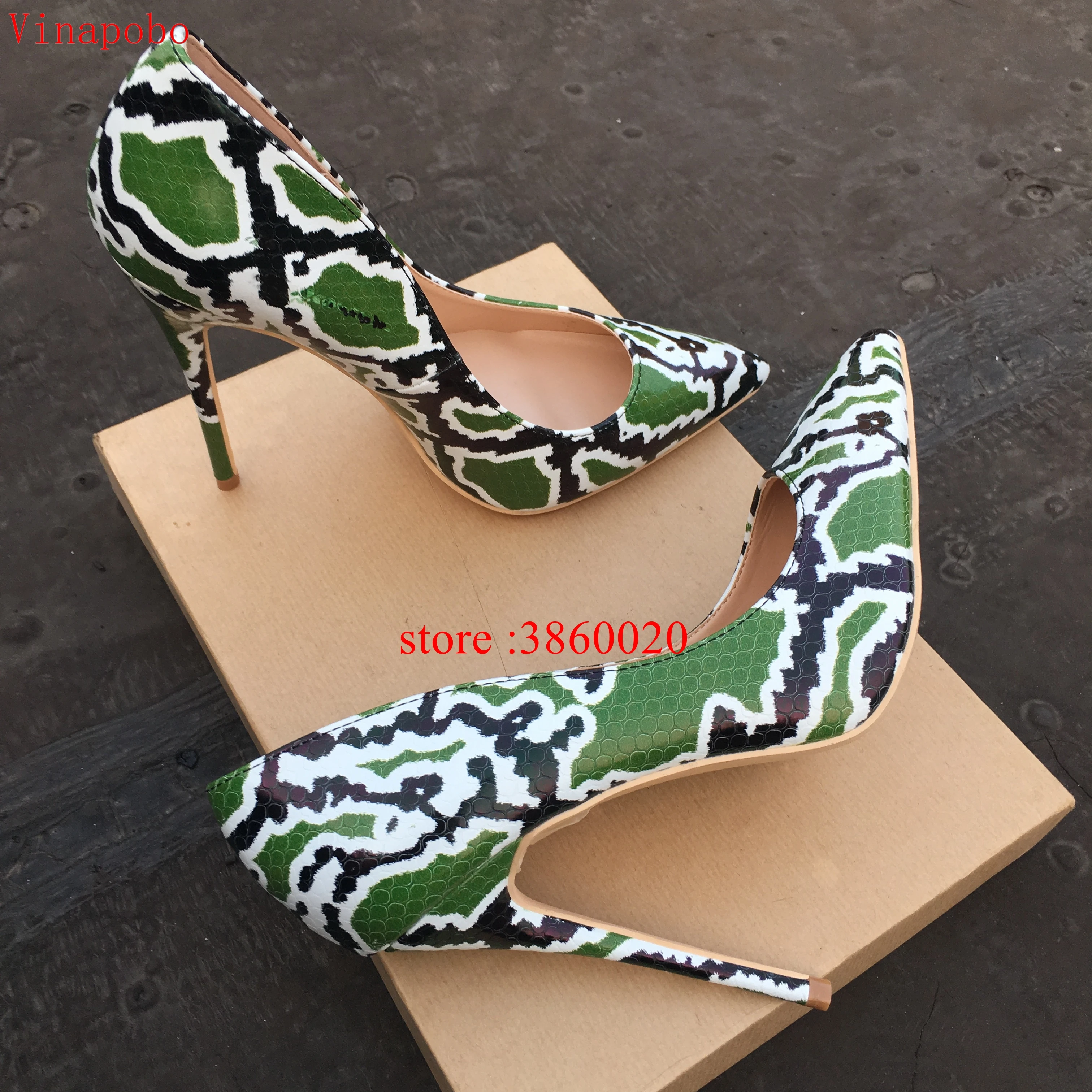 

Vinapobo Snake Patern print Women's Extreme High Heels Sexy Pointed Toe Ladies Stiletto Heels Pump Party Wedding Shoes 12/10/8cm