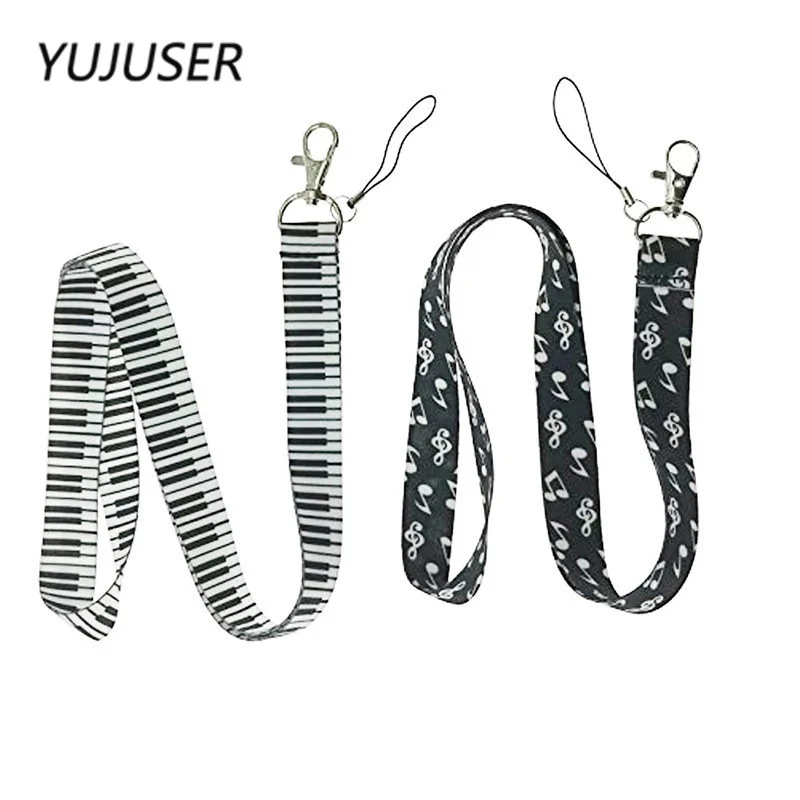 

YUJUSER 1PC Musical Note Pattern Neck Strap Lanyard for Mobile Phone Keys ID Badge Holder Phone Straps with Keyring