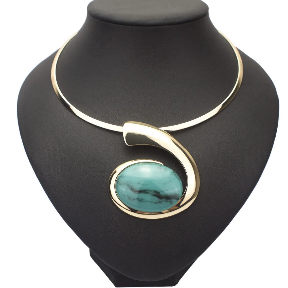 Большая овальная полимерная подвеска, металлическое ожерелье-чокер, женское геометрическое ожерелье из сплава, модное ювелирное изделие UKMOC