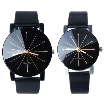 

Practical Men Women Fashion Leather Analog Stainless Steel Quartz Couple Wrist Watch New (One Pair)