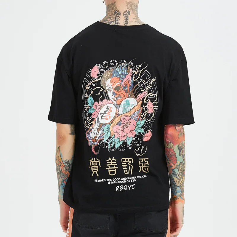 2019 harajuku streetwear summer new men's short sleeve loose 3XL t shirt cotton tshirt T-shirts Clothing tops and  tee for male