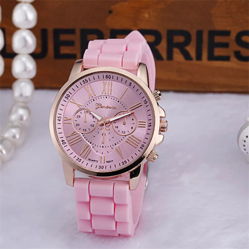  New fashion branded watchWomen Roman Numerals Silicone Jelly Gel Quartz Analog Wrist Watch Women Wholesale #2AP16 (2)