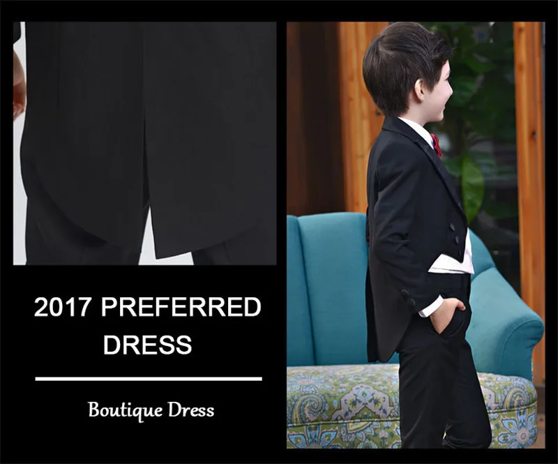 Коллекция 2017 года, весенне-летний костюм-смокинг для мальчиков смокинг + рубашка + штаны + галстук, комплект из 4 предметов, вечерние платья