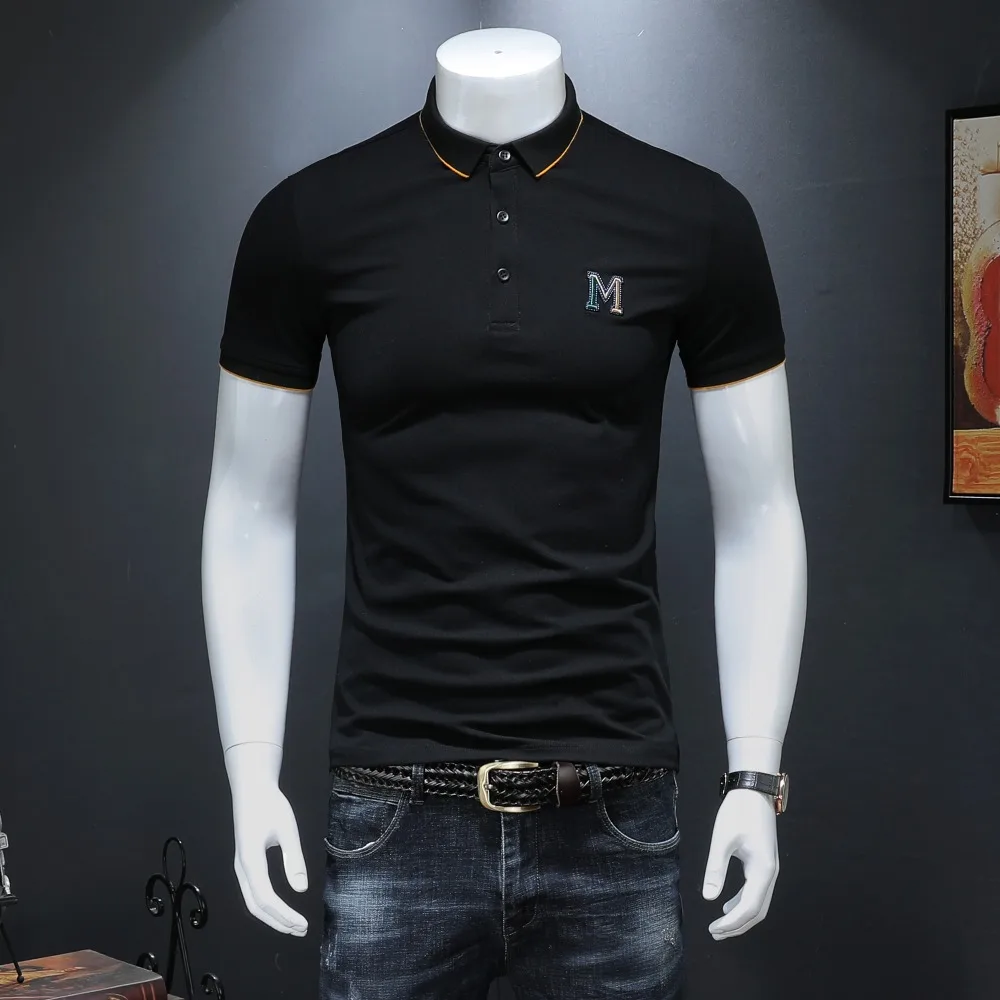 

Famous Brand Polo Shirt For Men Fashion 2019 Summer New Arrivals Letters M Embroidery Solid Short Sleeve Poloshirt 19969