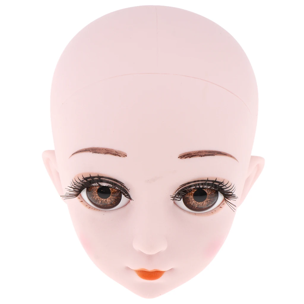 Plastic Female Doll Head Sculpt with Eyes for 1/3 BJD OB Doll Custom Accs Practise Make Up Dolls Head Body Part for Girl Doll